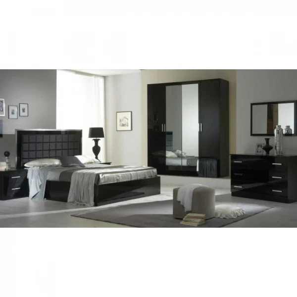 Dansmamaison Cadre De Lit + Tête De Lit 180×200 Laqué Noir Brillant à LEDs – ARE… en ligne 3