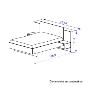 Tousmesmeubles Cadre + Tête De Lit 140*190 + Chevets Chêne/Noir – FIP excellente qualité 12