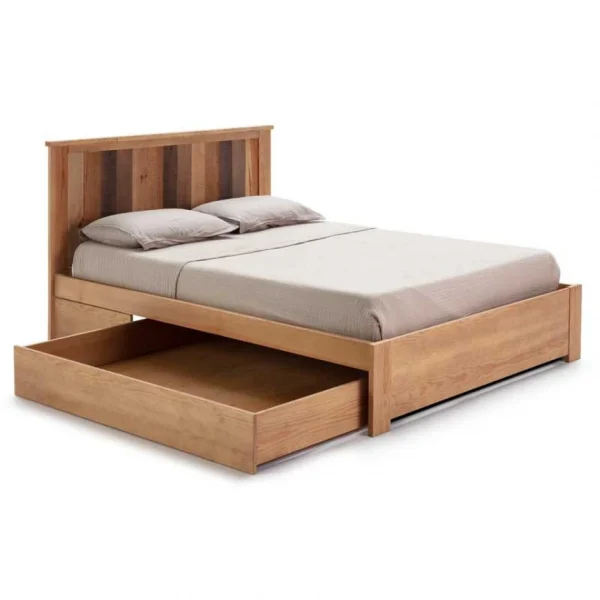 pas cher Tousmesmeubles Cadre + Tête De Lit 140*190 Cm Avec Tiroir Bois – NANATI 4