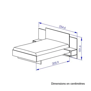 Retour Facile et Gratuit Tousmesmeubles Cadre + Tête De Lit 140*200 + Chevets Chêne/Noir – FIP 12