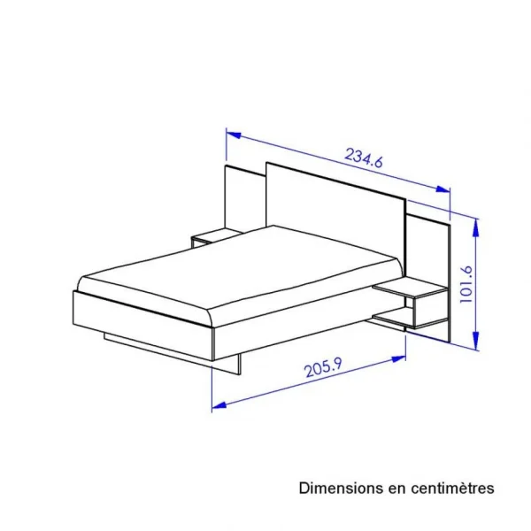 Retour Facile et Gratuit Tousmesmeubles Cadre + Tête De Lit 140*200 + Chevets Chêne/Noir – FIP 5
