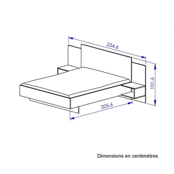 Tousmesmeubles Cadre + Tête De Lit 160*200 + Chevets Chêne/Noir – FIP magasin en ligne france 5