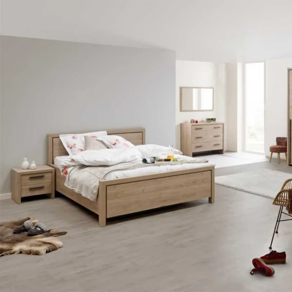 boutique pas cher Tousmesmeubles Cadre + Tête De Lit 160*200 Cm Bois Clair – ANAELLE 4