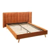 ﻿soldes Tousmesmeubles Cadre + Tête De Lit 160*200 Cm Tissu Terracotta – ALBORG 17