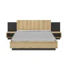 Tousmesmeubles Cadre + Tête De Lit 180*200 + Chevets Chêne/Noir – FIP à prix d'occasion 19
