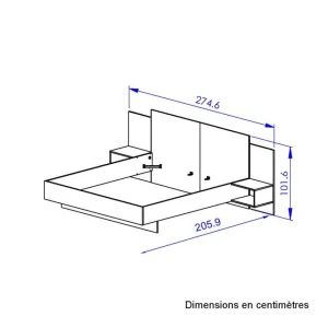 Tousmesmeubles Cadre + Tête De Lit 180*200 + Chevets Chêne/Noir – FIP à prix d'occasion 12
