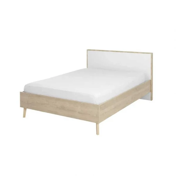 Tousmesmeubles Cadre + Tête De Lit 180*200 Cm Chêne Blond/Blanc – ESMEY Top ventes 5
