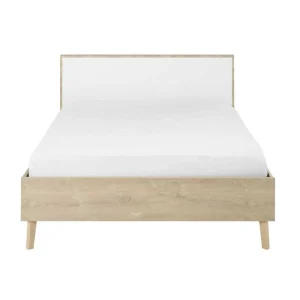 Tousmesmeubles Cadre + Tête De Lit 180*200 Cm Chêne Blond/Blanc – ESMEY Top ventes 15