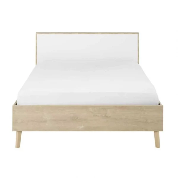 Tousmesmeubles Cadre + Tête De Lit 180*200 Cm Chêne Blond/Blanc – ESMEY Top ventes 6