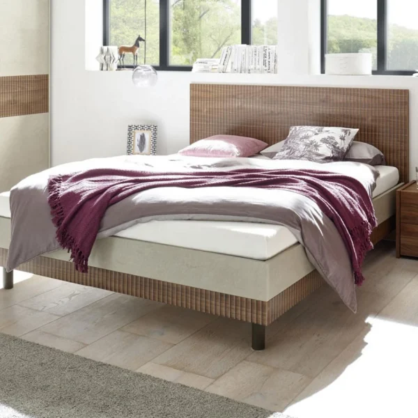 luxe soldes Tousmesmeubles Cadre + Tête De Lit 180*200 Cm Noyer Foncé – ANIECE 3