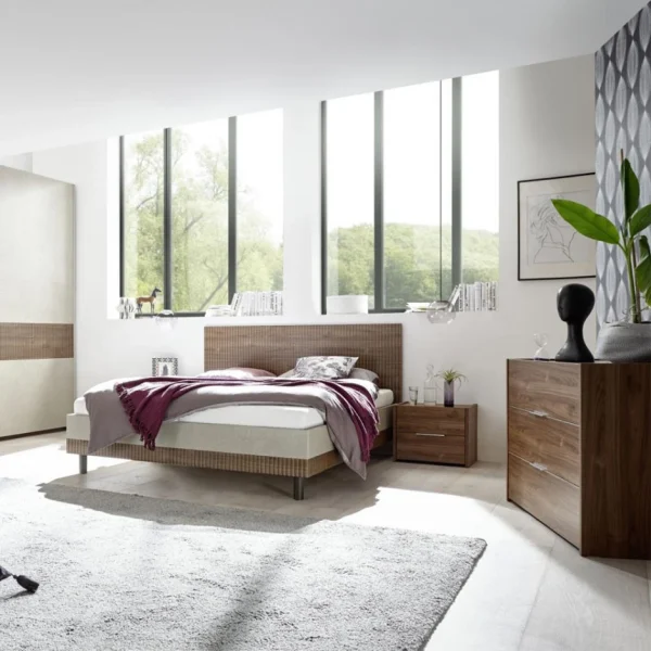 luxe soldes Tousmesmeubles Cadre + Tête De Lit 180*200 Cm Noyer Foncé – ANIECE 4