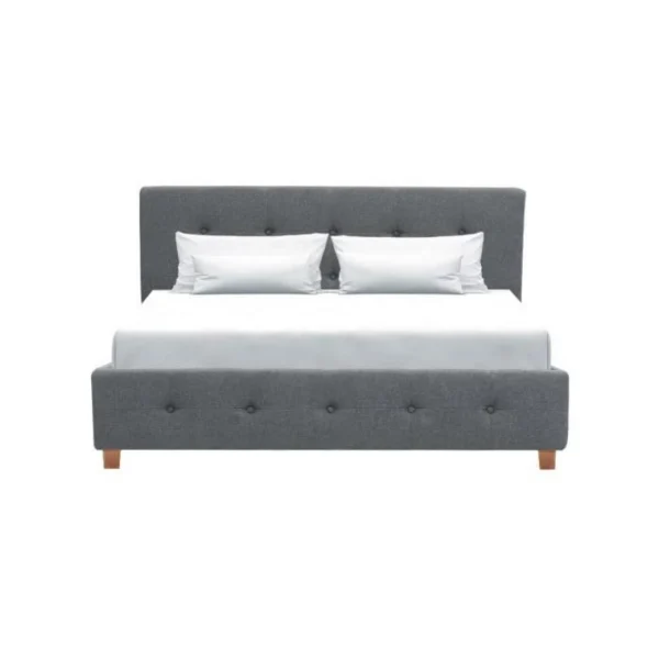 Pas Cher Magasin Soldes CSTORE CHARLIE – Lit Adulte – Tissu Aspect Lin Gris Foncé – Sommier Inclus -… 3