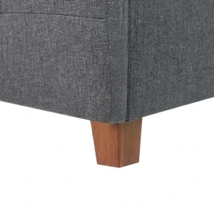 Pas Cher Magasin Soldes CSTORE CHARLIE – Lit Adulte – Tissu Aspect Lin Gris Foncé – Sommier Inclus -… 13