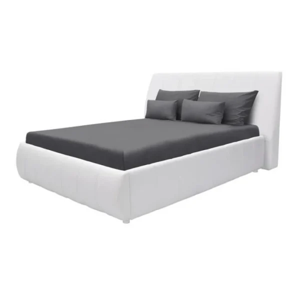 marques pas cher CSTORE CLOUD – Lit Adulte 140×190 Cm + Coffre De Rangement – Simili Blanc – S… 1
