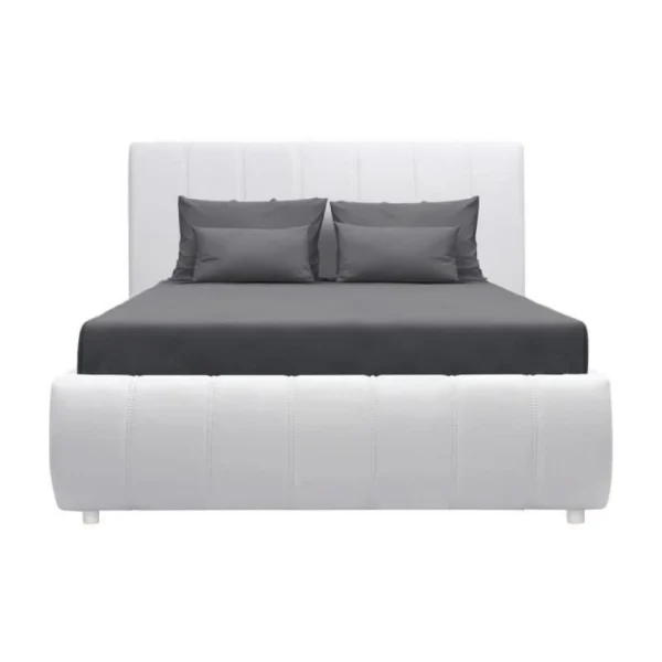 marques pas cher CSTORE CLOUD – Lit Adulte 140×190 Cm + Coffre De Rangement – Simili Blanc – S… 3