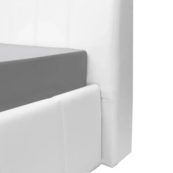 marques pas cher CSTORE CLOUD – Lit Adulte 140×190 Cm + Coffre De Rangement – Simili Blanc – S… 6