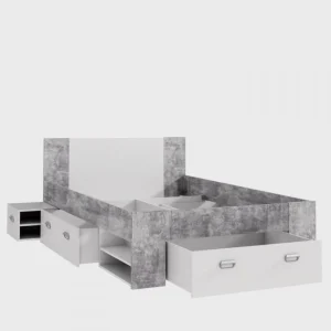 france en ligne CSTORE – Udine Lit Adulte 140×200 Cm 3 Tiroirs + Chevet – Blanc Et Dé… 9