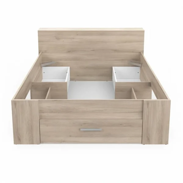 se précipiter pour acheter BUT Lit 140×190 Cm Avec Rangements POCKET Imitation Chêne 3