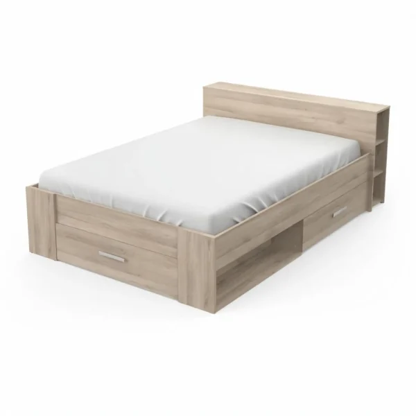 se précipiter pour acheter BUT Lit 140×190 Cm Avec Rangements POCKET Imitation Chêne 4