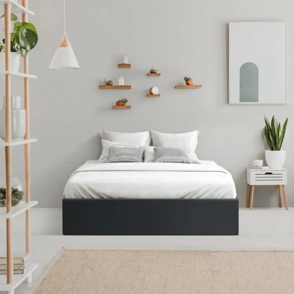 soldes pas cher CSTORE ECLIPSE Lit Coffre Adulte 140 X 190 Cm – Simili Noir 4