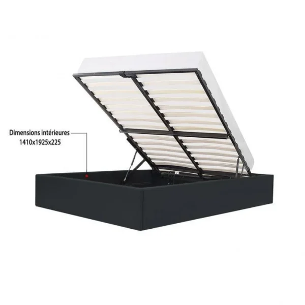 soldes pas cher CSTORE ECLIPSE Lit Coffre Adulte 140 X 190 Cm – Simili Noir 5