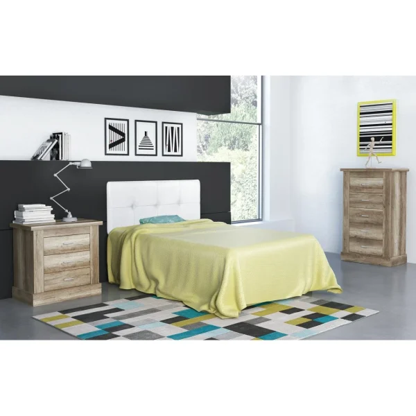 Pas Cher soldes France Pegane Ensemble Chambre à Coucher Enfant, Tête De Lit Blanc + Table De Chev… 1