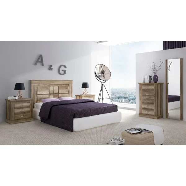 Retour gratuit en magasin. Pegane Ensemble Chambre à Coucher, Tête De Lit + 2 Tables Chevets + Chiffon… 1