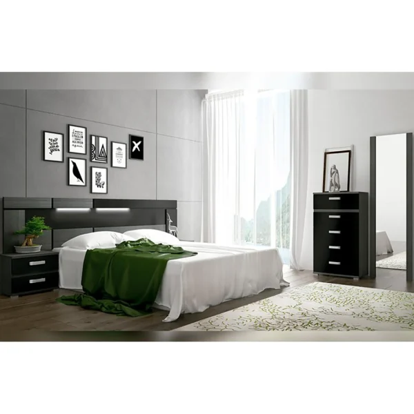 Pegane Ensemble Chambre à Coucher, Tête De Lit Avec LED + 2 Tables Chevets … nouvelle saison 1