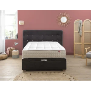 authentiques Ensemble Lit Coffre Epeda HERCULE 2 En 1 – Velours Gris Béton 180×200… 12