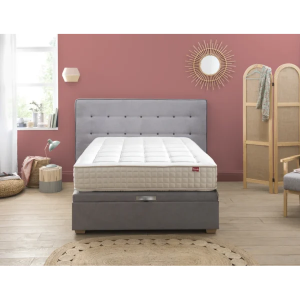 vente pas cher Ensemble Lit Coffre Epeda HERCULE 2 En 1 – Velours Gris Souris 160×200 5
