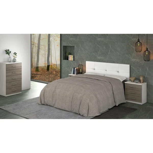 Livraison gratuite Pegane Ensemble Tête De Lit + 2 Tables Chevets + Chiffonnier Coloris Pin And… 1