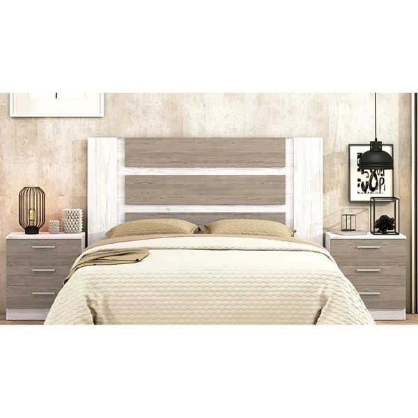 dernières Pegane Ensemble Tête De Lit + 2 Tables Chevets Coloris Pin Andersen, Pin Gri… 1
