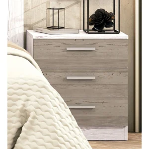 dernières Pegane Ensemble Tête De Lit + 2 Tables Chevets Coloris Pin Andersen, Pin Gri… 15