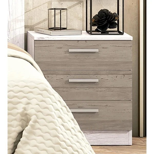 dernières Pegane Ensemble Tête De Lit + 2 Tables Chevets Coloris Pin Andersen, Pin Gri… 6