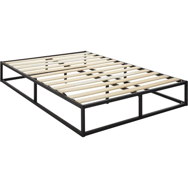 Nouvelle tendance Zinus EU-MBBF-10F Cadre De Lit 140x190cm Acier Allié Bois Noir 3