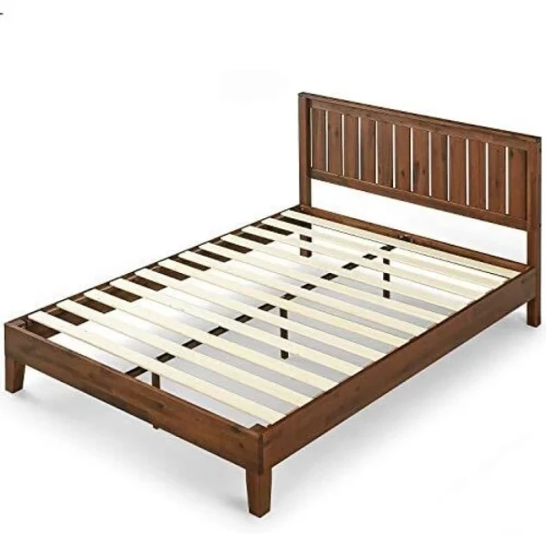 Meilleur Prix Zinus EU-PWPBBHE-12G Structure De Lit 160x200cm Cadre Solide Bois Marron 1