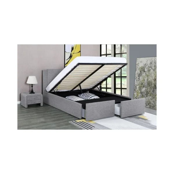 Fournier Decoration FLOKI LIT COFFRE LIN GRIS CLAIR 180X200 CM 2 TIROIRS online boutique 1