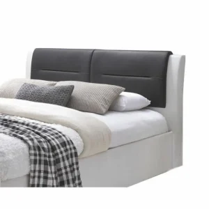 design à la mode SANS MARQUE IMAGINA Lit Adulte Contemporain Simili Blanc Et Noir – Sommier Inclus … 10