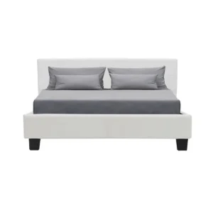 Pas Cher soldes France CSTORE KANSAS Lit Adulte 140 X 190 Cm – Simili Blanc – Sommier Inclus 9