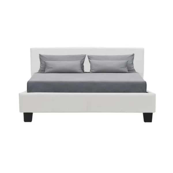 Pas Cher soldes France CSTORE KANSAS Lit Adulte 140 X 190 Cm – Simili Blanc – Sommier Inclus 3