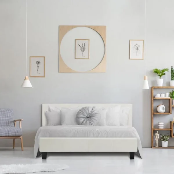 Pas Cher soldes France CSTORE KANSAS Lit Adulte 140 X 190 Cm – Simili Blanc – Sommier Inclus 4