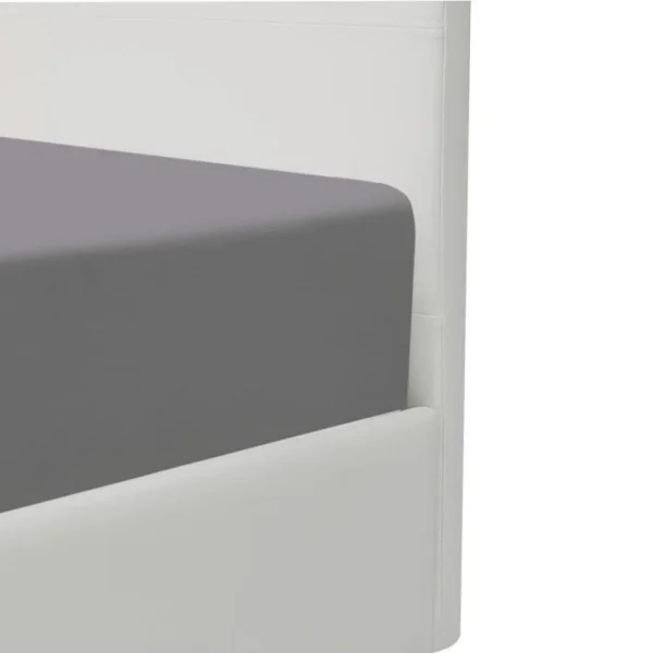 Pas Cher soldes France CSTORE KANSAS Lit Adulte 140 X 190 Cm – Simili Blanc – Sommier Inclus 6