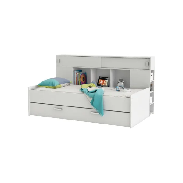 Marque Generique Lit Combiné En Bois Avec Lit Tiroir Et Rangements Couchage 90x200cm S… a Prix Discount 1
