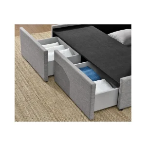 vente en ligne Fournier Decoration LAGERTHA LIT COFFRE LIN GRIS 160X200 CM 2 TIROIRS 7