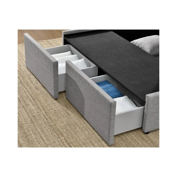 vente en ligne Fournier Decoration LAGERTHA LIT COFFRE LIN GRIS 160X200 CM 2 TIROIRS 3