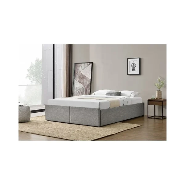 vente en ligne Fournier Decoration LAGERTHA LIT COFFRE LIN GRIS 160X200 CM 2 TIROIRS 4