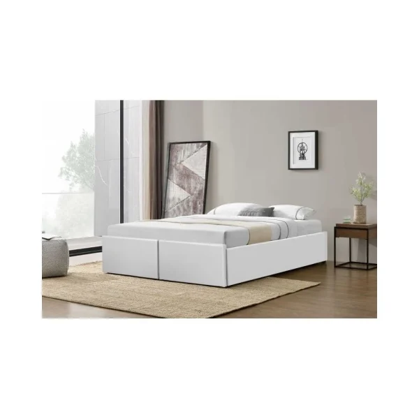 marques de renommée Fournier Decoration LAGERTHA LIT COFFRE P.U. BLANC 180X200 CM 2 TIROIRS 4