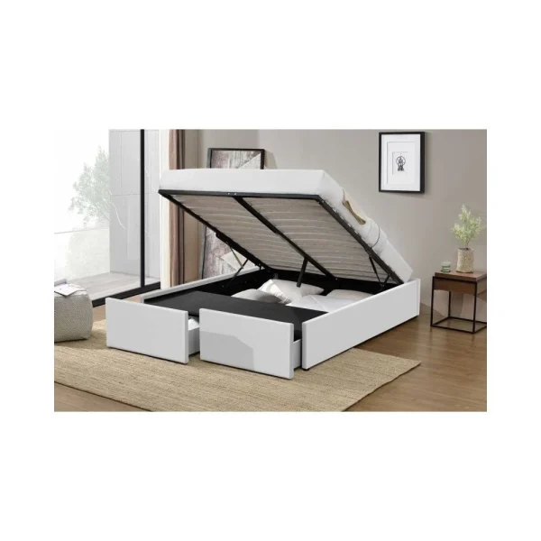 marques de renommée Fournier Decoration LAGERTHA LIT COFFRE P.U. BLANC 180X200 CM 2 TIROIRS 1