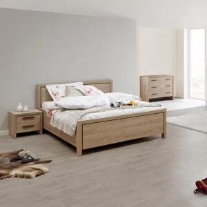 soldes en ligne Altobuy LETTY – Lit 140x190cm Avec Tête De Lit Aspect Bois Clair 9