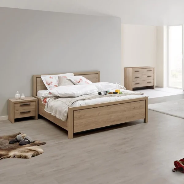 soldes en ligne Altobuy LETTY – Lit 140x190cm Avec Tête De Lit Aspect Bois Clair 4